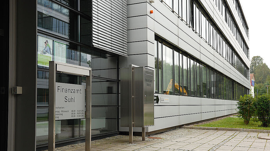 Außenansicht des Finanzamtes Suhl