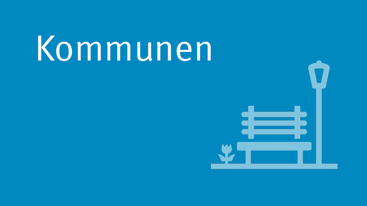 blauer Button mit Piktogramm Bank